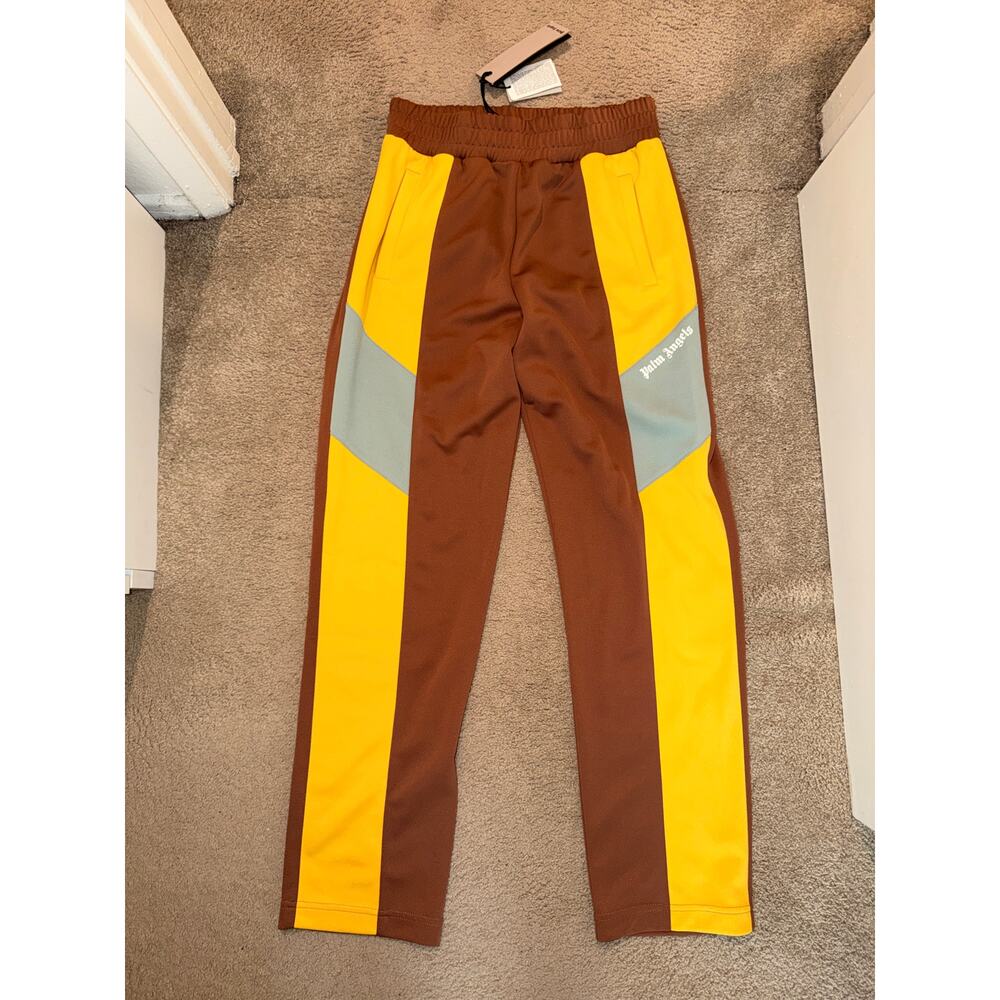 Palm Angels Colorblock Brown and Yellow Track Pants